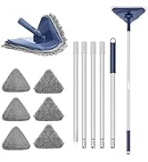 TRENNCHI Wall Cleaner Mop - 82" Long Handle with 360° Rotating Head &amp; Microfiber Pads, Built-in W...