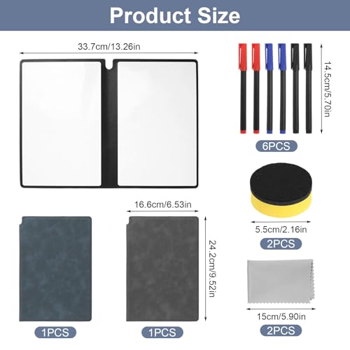 A5 Mini Whiteboard 2 Stück Whiteboard Klein Tragbare Schreibtafel mit Stifte Radiergummi und Tuch White Board für Büro Schule Zuhause Notizen Listen Memos