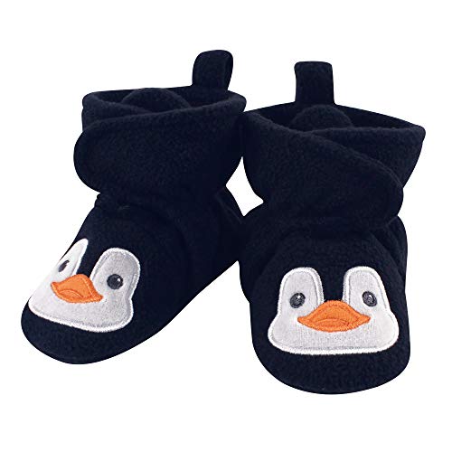 Hudson Baby Unisex Cozy Fleece Booties, Navy penguin, 0-6 Months