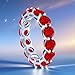 925 Sterling Silver Eternity Band Ring, 0.5CT Moissanite Gemstones, Fashion Jewelry (Red, 6)