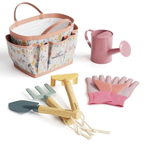 Gardening Set, Tool Kit, for Kids, STEM, Includes Tote Bag, Spade, Watering Can, Rake, Fork, Trowel and Gloves (Petal) - image 2