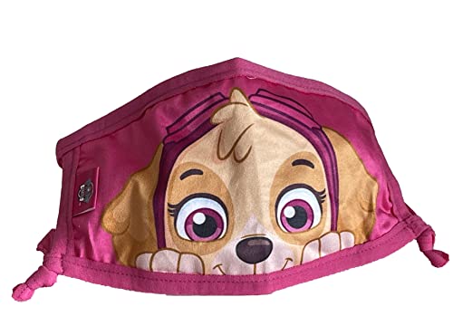 HER Child Cloth 2-Layer Character Face Masks with Bonus Safety Strap to Prevent Loss for Ages 3-12 (Paw Patrol Girl)