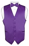 Men's Dress Vest & BowTie Solid PURPLE INDIGO Color Bow Tie Set Large