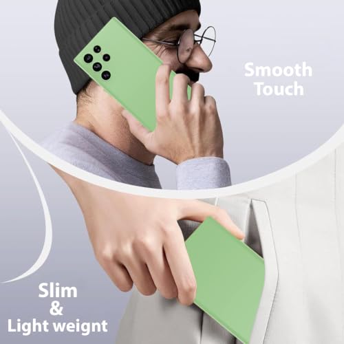 Image of LIRAMARK Liquid Silicone Soft Back Cover Case for Samsung Galaxy S22 Ultra (Mint Green)