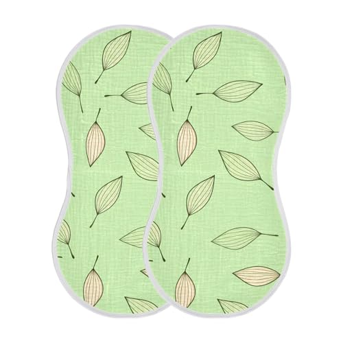 2 Pack Baby Burp Cloths, Soft Absorbent Burping Cloths for Babies, Cotton Milk Spit Up Rags, Large Size for Newborns, Baby Boys and Girls (Minimalist Leaf Lines)