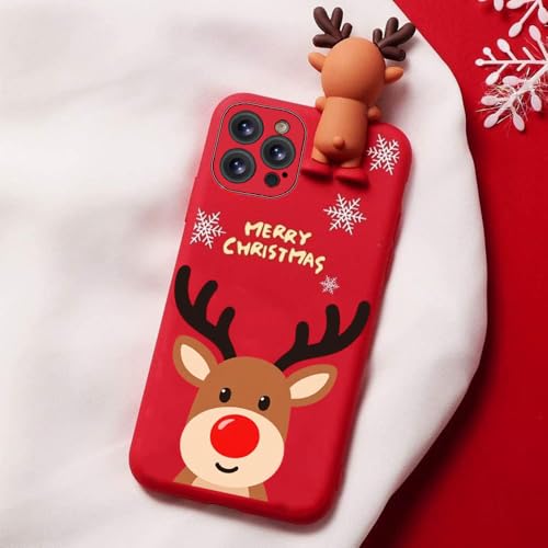 Coque silicone iPhone 15 Pro Max Noël antichoc avec motif élan 3D - 6