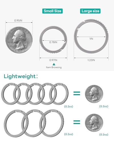 Image of TISUR Titanium Keychain Rings,Carabiner Dog Tag Key Chain Rings