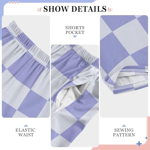 Purple Checkerboard Pajama Pants Long Sleep Pant Soft PJ Bottoms Sleepwear4