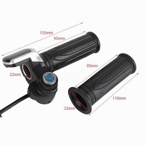 Poignée D'accélérateur électrique à Demi-torsion 36 V avec Indicateur de Puissance LED Verrouillage à Clé pour Vélos électriques Scooters Noir
