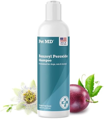 Pet MD Benzoyl Peroxide Shampoo for Dogs, Cats, and Horses - 12oz...