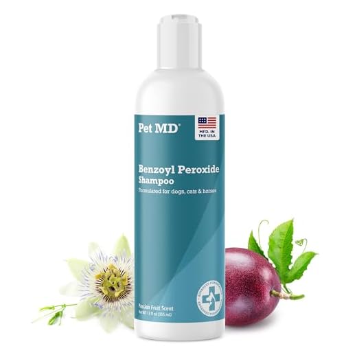 Pet MD - Benzoyl Peroxide Medicated Shampoo for Dogs and Cats - Effective for Skin Conditions, Dandruff, Itch Relief, Acne and Folliculitis - Citrus Scent - 12 oz