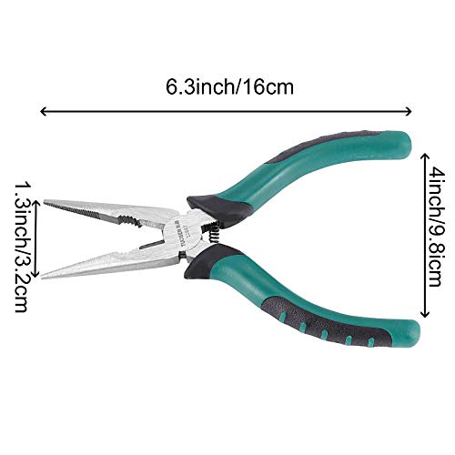 ZEONHEI 8 PCS 6.5 Inch Spring Needle Nose Pliers, Heavy Duty Steel Nose Side Cutting Pliers Nonslip Rubber Handle Wire Cutter for Crimping Looping Shearing