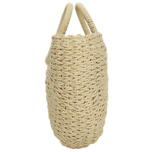 Image of YYW Straw Bags for Women,Hand-woven Straw Large Bag Round Handle Ring Tote Retro Summer Beach Rattan bag