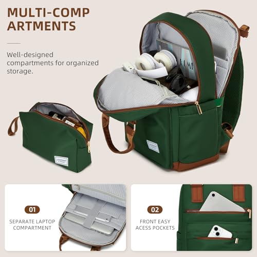 LARVENDER Luggage Sets 3 Piece Expandable Carry on Luggage 22x14x9 Airline Approved Hardshell Suitcase with Wheels TSA Lock, Lightweight Suitcase Set for Women with Travel Backpack, Green4