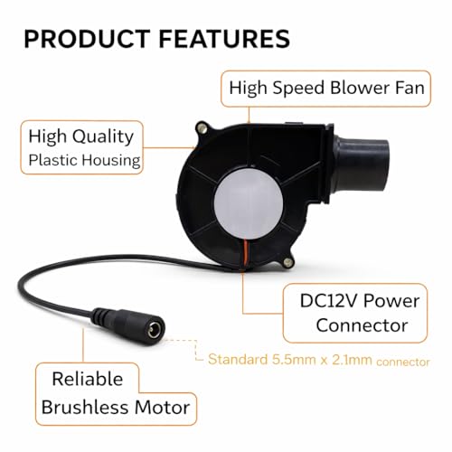 Image of 12V DC Barbecue Air Blower Fan with Speed Controller Mini Camping Fire Stove Fan Portable Grill Air Blower Compact Ventilation Fan for BBQ Wood Stove Outdoor Cooking Tool
