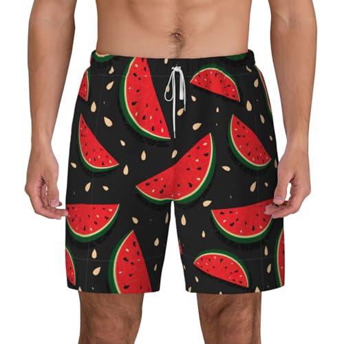 Short de bain pour homme léger rouge motif pastèque : maillot de plage respirant séchage rapide