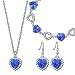QIANSE Sapphire Jewelry set made with SWAROVSKI Crystal, heart pendant necklace, tennis bracelet, dangle earrings, mothers day gifts, titanic jewelry