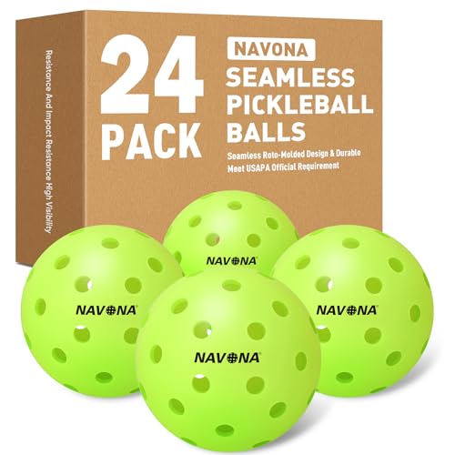 Navona 24 Pack Premium 40-Holes Outdoor Pickleball Balls, Seamless Roto-Molded Design & Durable, Meet USAPA Official Requirement, Durable Pickleballs, High Bounce True Flight, Pickleball Balls Outdoor