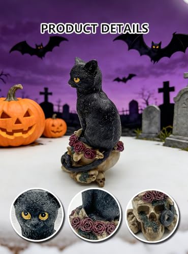 Estatua Gótica Cuervo en Calavera de Resina miniatura 5