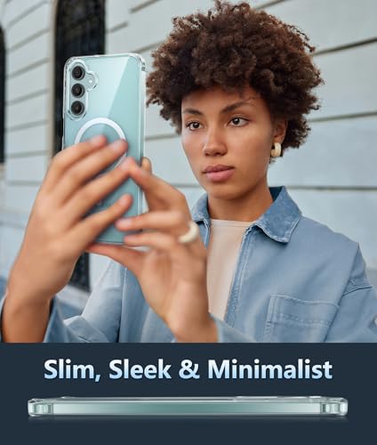 FNTCASE for Samsung Galaxy A16-5G Case: Magnetic Military Grade Drop Protection Anti Yellowing Cell Phone Cover - Rugged Shockproof Protective Bumper Transparent Cases(Clear) - 6