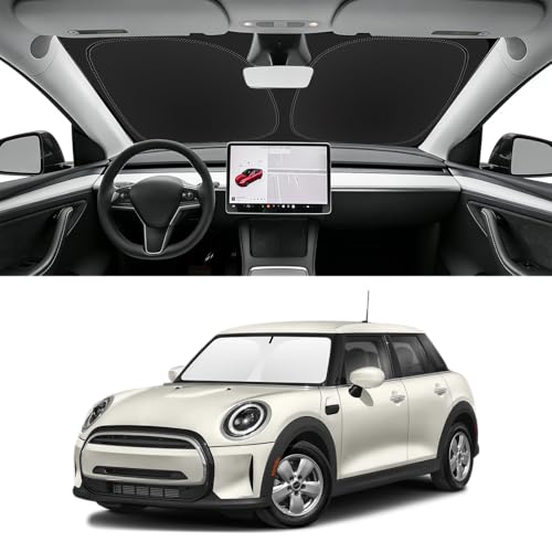 SLOGENTO Custom Fit Windshield Sun Shade for Mini Cooper F55 2014-2025, Blocks UV & Heat, Front Window Sunshade, Easy Fold & Store
