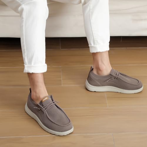 Image of ZOKSOVE Wide Shoes for Men - Comfort Slip on Walking Loafers with Arch Support - Mens Wide Orthopedic Shoes for Plantar Fasciitis