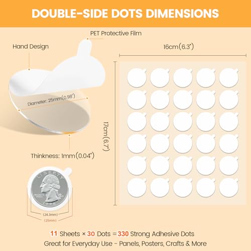 AUSLET 330 Pack Double-Sided Mounting Tape Adhesive for Sound Proof Foam Panels Removable Acoustic Foam Panels Double Side Adhesive Dots Mounting Tapes Strong Adhesive Clear Sticker by AUSLET - Image 7