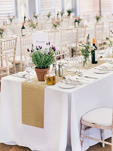 HEETA Tischläufer Jute 20cmx6m , Natur Juteband Tischläufer Meterware Zuschneidbar für Verschiedene Schreibtischgrößen, Tischdekoration für Gartenparty, Hochzeit