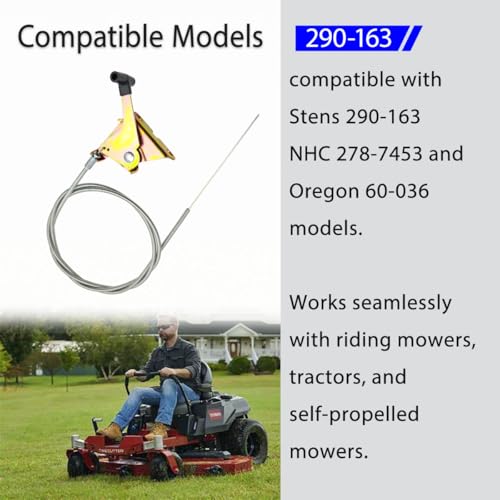 ZanFyxil 290-163 Throttle Control Cable Universal Replacement Compatible with Stens - 48\" Length Replaces NHC 278-7453 and Oregon 60-036