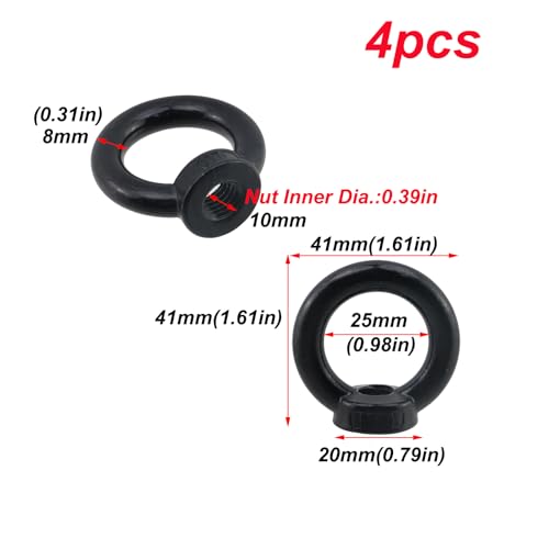 Image of Antrader 4pcs 304 Stainless Steel Ring Shape M10 Lifting Eye Threaded Nut