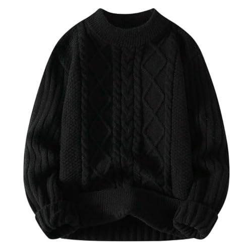 Pull tressé haut de gamme à col semi-haut style coréen masculin