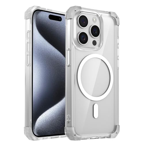 Coque rigide transparente magnétique pour iPhone 12 13 14 15 Pro Max antichoc sans fil