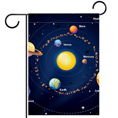 Bandera de jardín al aire libre con planetas espaciales doble cara para decoración patio