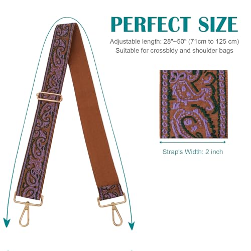 Image of Replacement 2 Inch Purse Strap - Adjustable Wide Shoulder Belt for Handbag, Tote & Messenger Bag(Earth Violet)