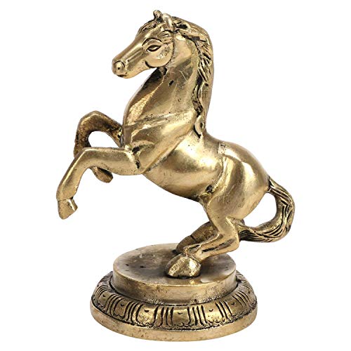 Estatua decorativa de caballo de metal dorado 4.7 pulg