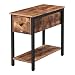 HOOBRO Side Table, 2-Tier Nightstand with Drawer, Narrow End Table for Small Spaces, Stable and Sturdy Construction, Wood Look Accent Furniture with Metal Frame, Rustic Brown