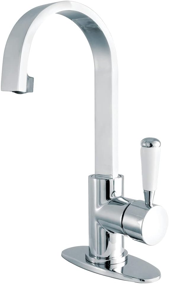 Fauceture LS8211DPL Paris Single-Handle Bathroom Faucet with Deck Plate & Drain, Polished Chrome