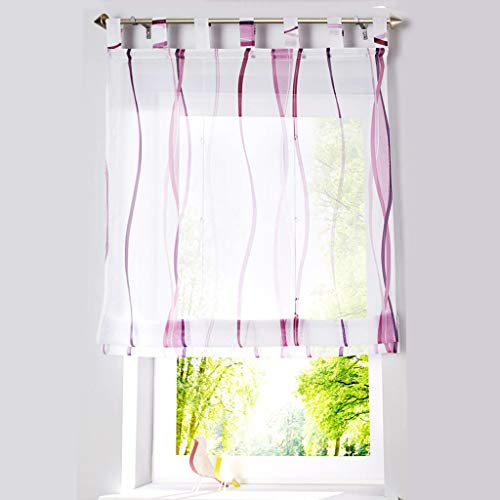 SIMPVALE Condole Estilo Romano Ola caida Cortina Sombra Ventana Cortina para Balcon y de la Cocina, Cafe (púrpura, Ancho 80cm x Altura 140cm)