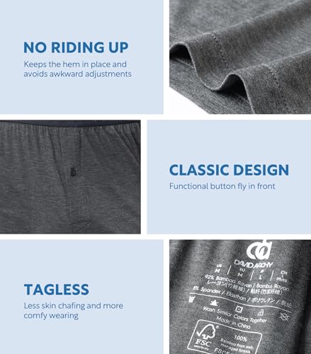 Image of DAVID ARCHY Mens Boxers Soft Rayon Made from Bamboo Boxers for Men Pack Loose Underwear Cooling Mens Boxer Shorts