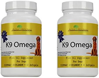 Aloha Medicinals - K9 Omega - Certified Organic - 3 Blend Fish Oil Formula – Veterinarian Recommended – Anti-Inflammatory - Optimum Cell Repair- Cardiovascular Support - Healthy Skin and Coat (2 Pack)