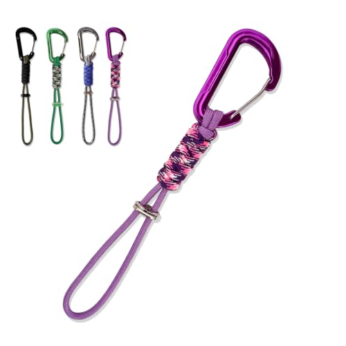 Jaymokes Paracord Keychain - Triangle/D-Shaped Carabiner Clip with Lanyard for Hanging Water Bottle, Key, Backpacks and More (Pink)