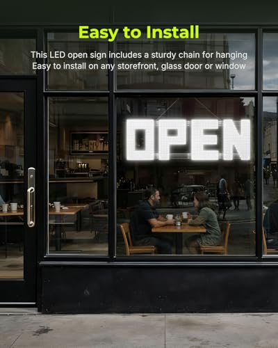 Image of 50 inchx17 inch Large LED Open Sign with Remote and Bluetooth App, Super Bright Open Signs for Business, Dimmable Big Open Sign for Storefront Window Bar Salon Cafes Retail Shops White