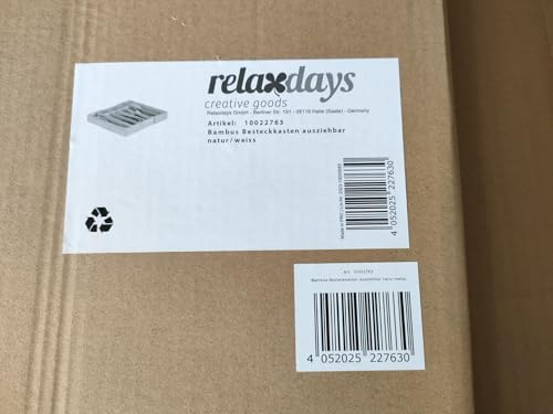 Relaxdays Bamboo Cutlery Tray, Extendable Width, 5 to 7 Compartments, Drawer Insert, 5 x 39 x 35.5 cm, Natural/White - Image 9