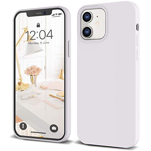 IceSword iPhone 12 Mini Case White, Thin Liquid Silicone Case, Matte Pure White, Soft Silk Microfiber Cloth, Gel Rubber Full Body, Cool Protective Shockproof, 5.4