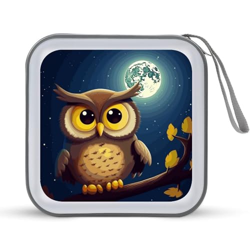 Étui CD/DVD 40 compartiments de rangement pour voiture et voyage motif Chouette