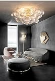 HXYSXHJUO Lustre Moderne, Lustre Tendance 2025 en Verre à Bulles, Finition Or et Chrome, avec LED, Suspension et luminaire pour Salon (Neutre, 50 cm, Couleur Or).