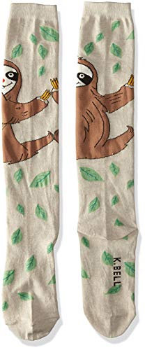 K. Bell Women's Funny Animal Novelty Crew Socks, Silly Sloth (Oatmeal), Shoe Size: 4-10 #TOP3
