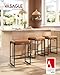 VASAGLE EKHO Collection - Bar Stools Set of 3, Counter Height Bar Stools, Synthetic Leather with Stitching, Mid-Century Modern Counter Stools, 26-Inch Tall, Kichen Home Bar Dining Room, Caramel Brown