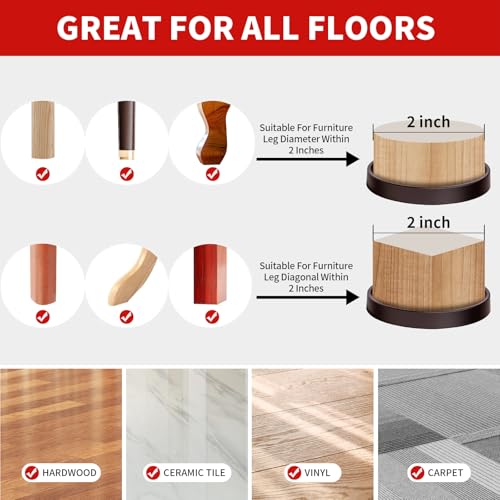 Ezprotekt I-3 Non Slip Furniture Coasters - 2 Inch Non Skid Furniture Pads For Hardwoods Floors, 16 Pcs Round Rubber Furniture Caster Cups thumb #4
