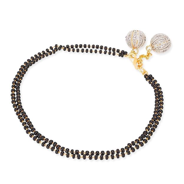 Designer Black Gold Plated or Silver Bangle Style Hand Mangalsutra Bracelet and Kada for Women